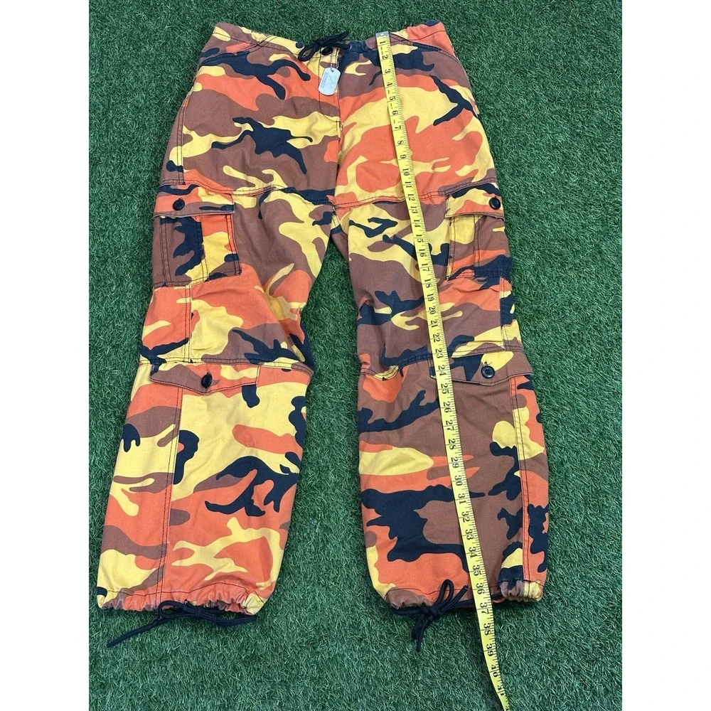 Vtg Rothco Military‎ Cargo Pants Mens XS Faded Double Knee Orange Camouflage